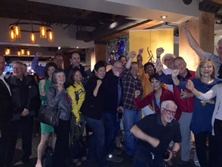 (Photo Credit: Shellea Allen)  Photo Caption: SAG-AFTRA Seattle Local members and staff party with retiring KING-TV broadcasters, friends and colleagues