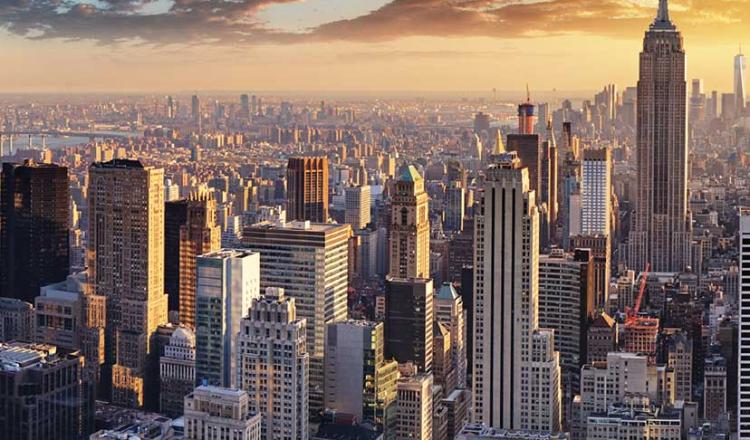 Imagen de Nueva York desde un edificio de gran altura.