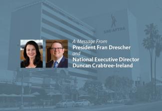 Un mensaje del presidente Fran Drescher y el director ejecutivo nacional Duncan Crabtree-Irlanda