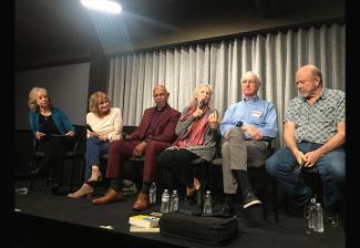From left, Nuts & Bolts with Creators panel moderator and SAG-AFTRA National Board member Ellen Crawford, filmmaker Nancy Hendrickson and members Elester Latham, Amanda Serra, Michael Gross and Phil Hendrie discuss their journey to make their own digital 