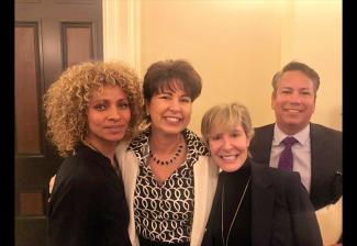 From left, SAG-AFTRA member Michelle Hurd, Senator Connie Leyva (D-20th District), Association of Talent Agents Associate Executive Director Jacky Olitsky and SAG-AFTRA lobbyist Shane Gusman