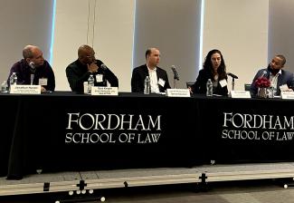 From left, Fieg Finkel transactional entertainment and technology lawyer Jonathan Handel, SAG-AFTRA N.Y. Local President Ezra Knight, Loeb & Loeb LLP Senior Counsel John R. Monterubio, WGA East Council member Erica Saleh, and Moderator Khasim Lockhart.