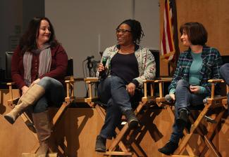 From left, Juliet Cesario, Yolanda Snowball and Terri Hadley share their best and worst moments standing in for some of Hollywood’s favorite actors at the MOVE L.A. Standing Up for Stand-Ins panel at SAG-AFTRA Plaza on Nov. 21.