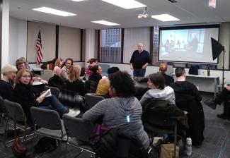 Jim Dougherty shares his expertise on self-taping techniques with Chicago members.
