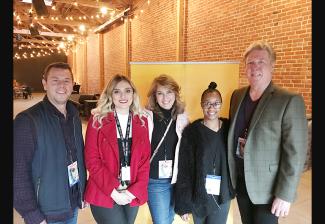 from left, Bill Hargreaves, Angela Ostermeier, Marcela Cortland and Brittany Barnett join in a photo with SAG-AFTRA San Francisco-Northern California Local Board member Robert Curé