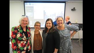 From left, International Federation of Actors (FIA) President, Ferne Downey, SAG-AFTRA President Gabrielle Carteris, Executive Vice President Rebecca Damon, and Secretary-Treasurer Camryn Manheim.