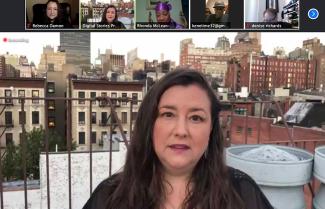 Screengrab of SAG-AFTRA Executive Vice President and New York Local President Rebecca Damon honors the legacy and contributions of former N.Y. Local President, the late Mike Hodge on Oct. 18. 