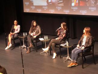ReelAbilities Festival 4_11_2022: From left, SAG-AFTRA member Lauren Ridloff and industry professionals Nasreen Alkhateeb, Kiah Amara and April Caputi. 