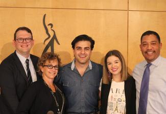 Group photo Duncan Crabtree-Ireland, Gabrielle Carteris, Pablo Azar, Ana Carolina Grajales, David White.