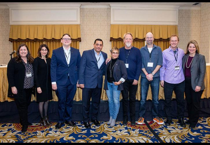 Leadership from SAG-AFTRA and the AFL-CIO with speakers from the “Starring Digital Data” panel. From left, SAG-AFTRA Executive Vice President and New York Local President Rebecca Damon; “The Hollywood Reporter” technology editor and panel moderator Caroly