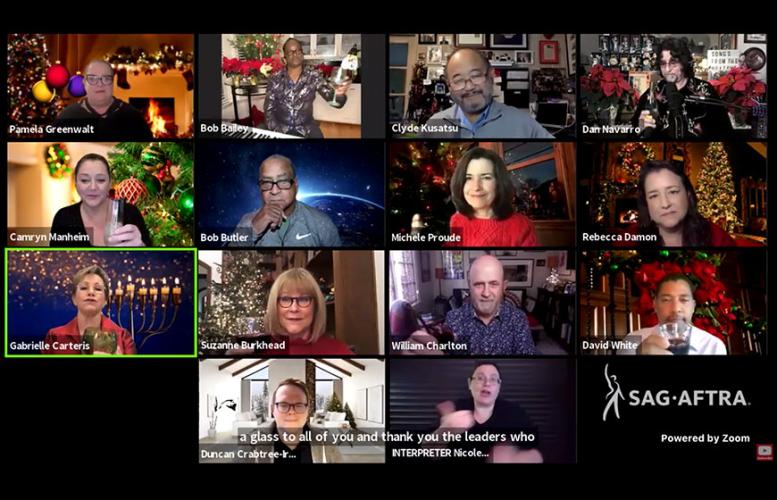 Zoom screengrab of SAG-AFTRA's top leadership at the 2020 Annual Winter Celebration. 