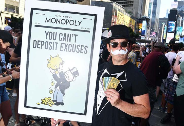A supporter at ‘Rock the City for a Fair Contract’ in Times Square on July 25.