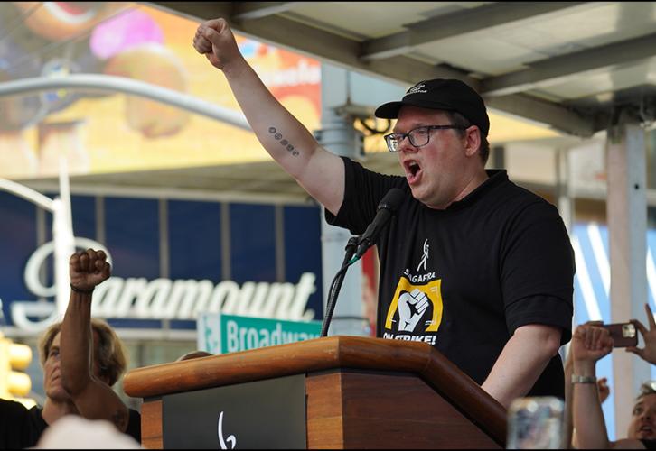 Carousel image for " SAG-AFTRA Hosts 'Rock the City for a Fair Contract' Rally in Times Square"