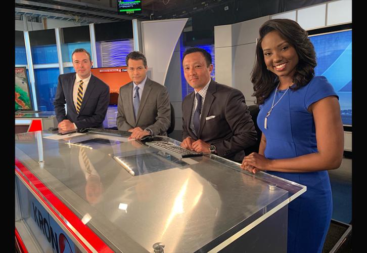 John Shrable, James Fletcher, Will Tran and Robin Winston in the studio. 