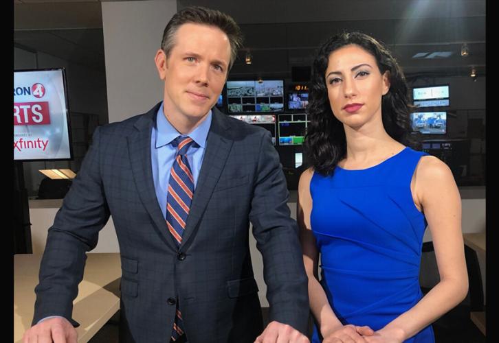 Ryan O’Donnell and Ella Sogomonian in all shades of blue. 