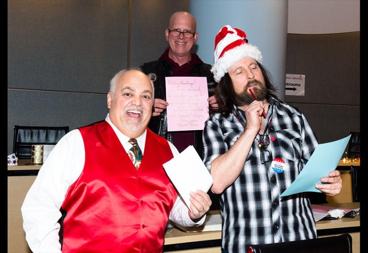 Carolers getting into the holiday spirit.