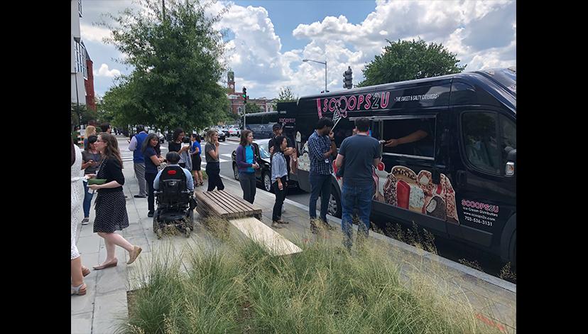 NPR staff in Washington, D.C. excitedly wait in line for a cool treat sponsored by SAG-AFTRA.