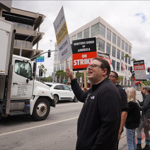 Carousel item for "LA Local Members Support the WGA During Strike"