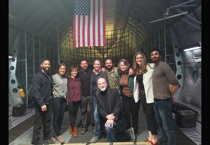 SAG-AFTRA President Gabrielle Carteris and Secretary-Treasurer and L.A. Local President Jane Austin with the cast of "Seal Team."