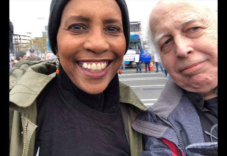 Local Board members Don Warnock and Andrea Lyman at the Stop & Shop Rally on April 18. (photo by Don Warnock)
