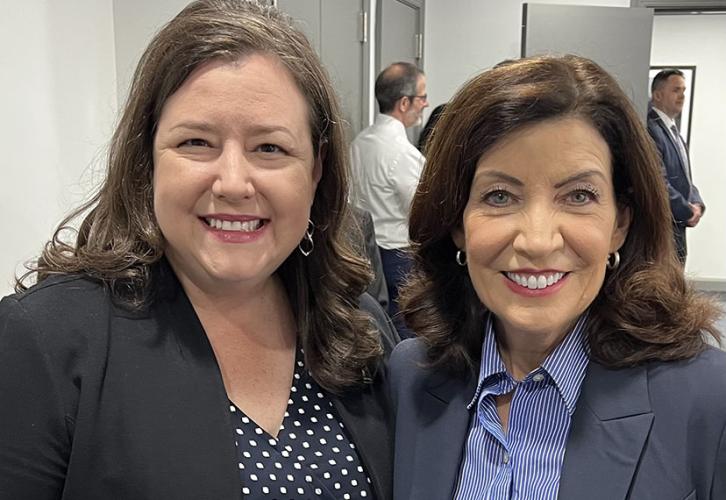Rebecca Damon and Gov. Kathy Hochul