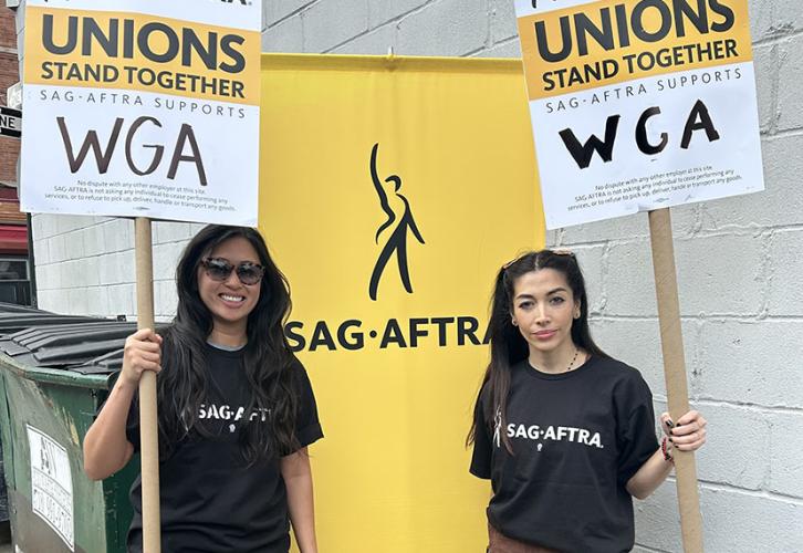 Picketing at Broadway Stages on May 5.