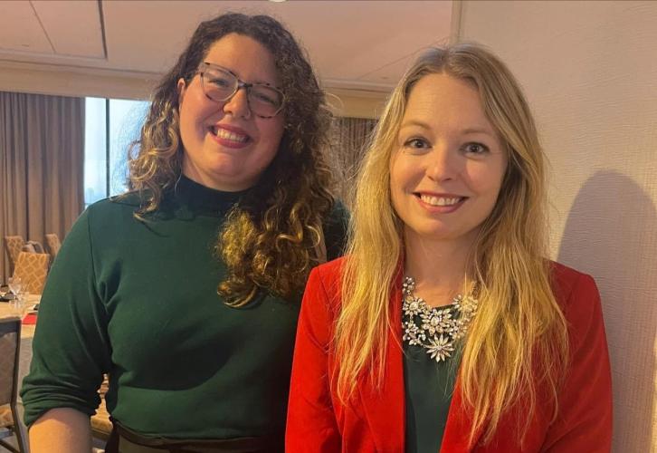 From left, City Council candidate Amanda McIllmurray and SAG-AFTRA Philadelphia Local President Nicole Izanec.