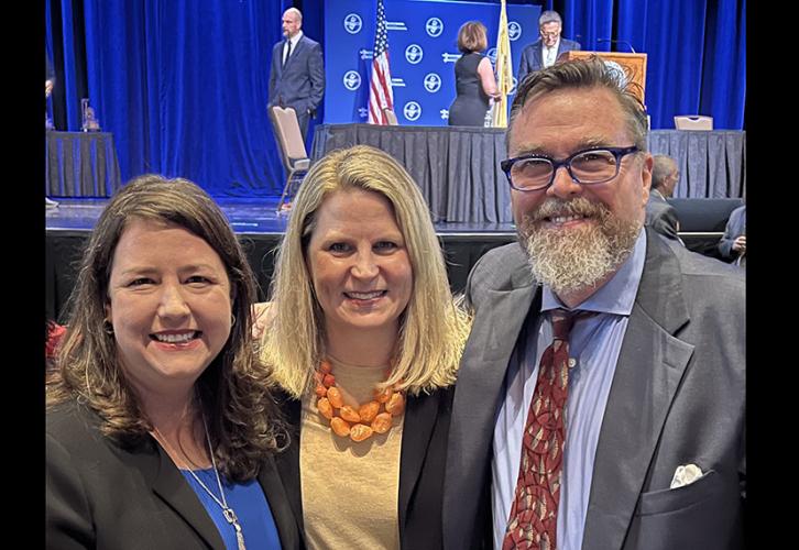 From left, New York Local Executive Director Rebecca Damon, AFL-CIO President Liz Shuler and New York Board Member Kevin Scullin