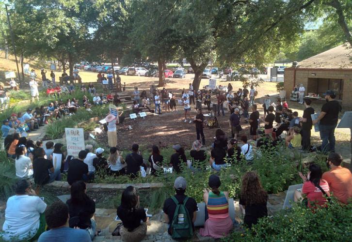 Members rally in Dallas.