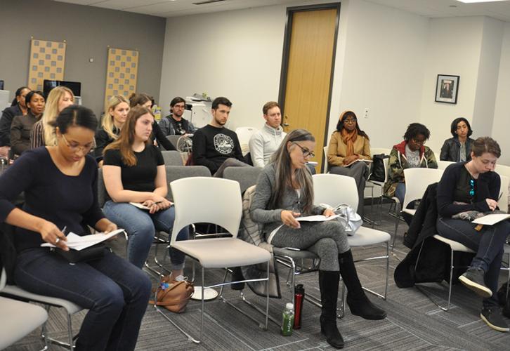 Filmmakers attend the SAG-AFTRA low-budget film seminar at the Kaufherr Center on May 13.
