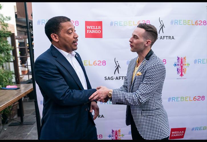David White with REBEL628 co-founder Adam Rippon, Olympic athlete and winner of "Dancing With the Stars" (Photo by: Adam Schultz/SAG-AFTRA)
