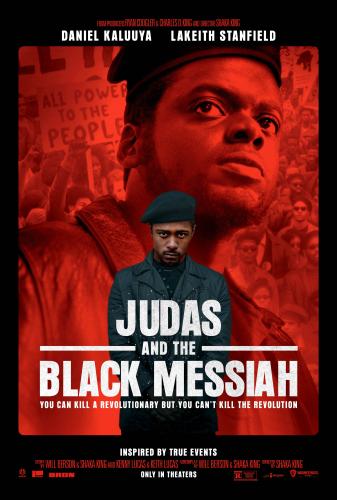 Promotional poster for "Judas and the Black Messiah" featuring Daniel Kaluuya and LaKeith Stanfield.