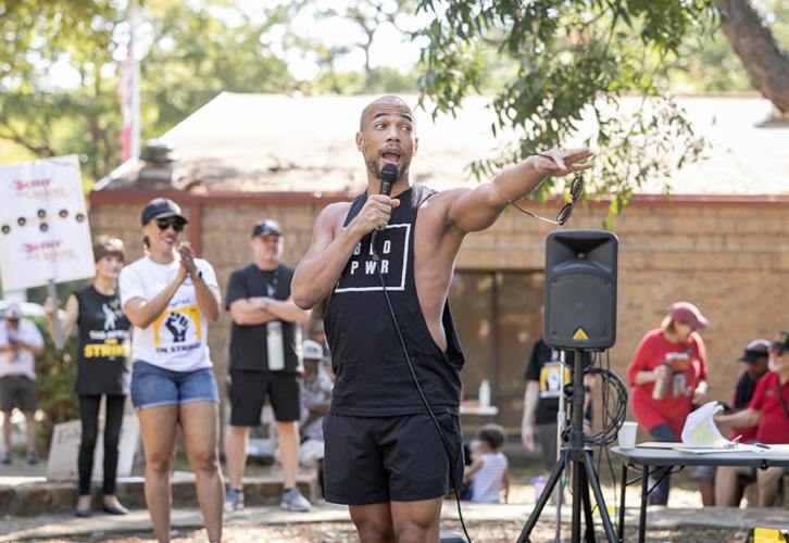 Kendrick Sampson at the rally.