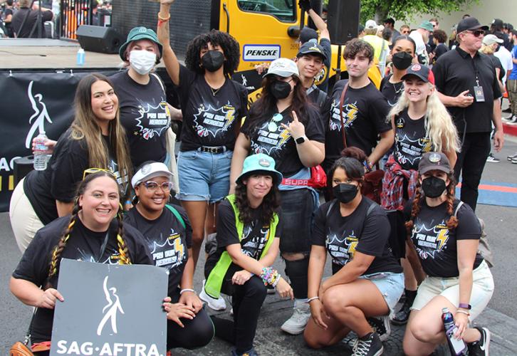 SAG-AFTRA influencers join the crowd at the L.A. solidarity march and rally on Sept. 13 at Paramount Studios.