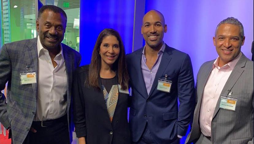 From left, SAG-AFTRA broadcasters Marc Brown, Christine Devine, Melvin Robert and Michael Brownlee. 