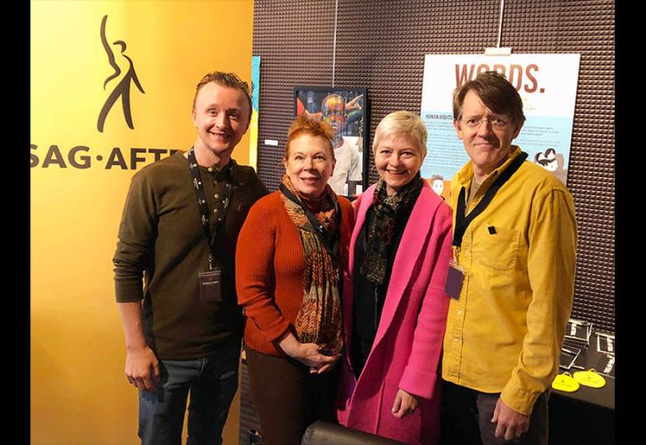From left, SAG-AFTRA Twin Cities Local Board member Paul Cram, member Shelli Place, MN Film & TV Executive Director Melodie Bahan and Twin Cities Film Festival Chair Casey Lewis meet in the Catalyst Content Festival’s SAG-AFTRA Lounge.