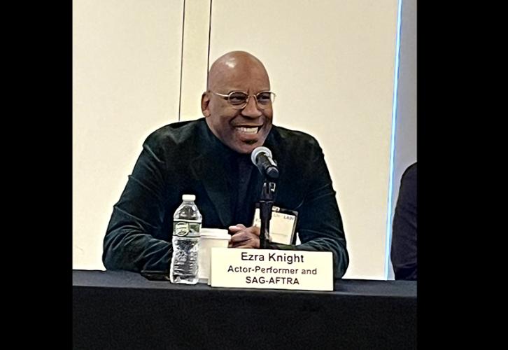 N.Y. Local President Ezra Knight speaks during the panel.