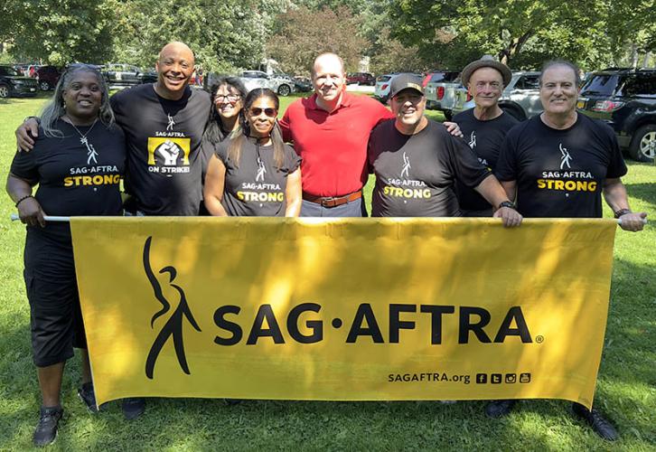 From left, Paulette Harris, Richard Satterwhite, Jill Mack, Tanika Holmes, state Sen. Tim Kennedy, Greg Packer, David Lundy, John Patrick Patti
