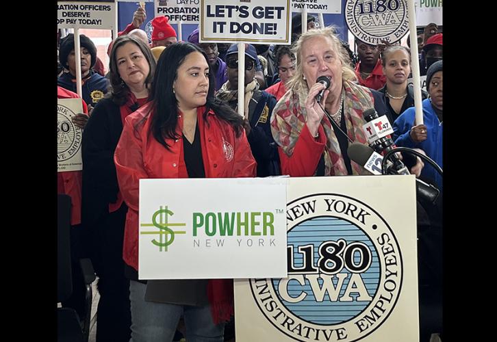 City Council member and  co-chair of the Women’s Caucus, Amanda Farias, and City Council member and Manhattan Borough President Gale Brewer.