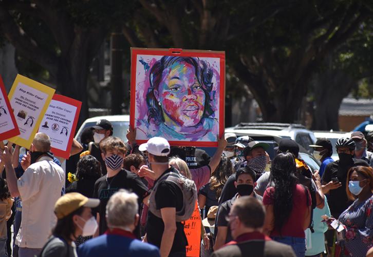 A sign remembering Breonna Taylor at the L.A. memorial for George Floyd on June 8. Photo: L.A. Fed