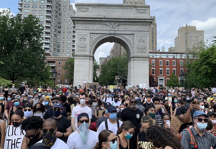A protest in NYC's Washington Square Park