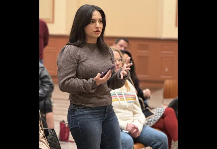 SAG-AFTRA New England member Kyle Serpa asks casting directors Aaron Kahl and Ashley Skomurski a question during the Oct. 9 Conservatory event.