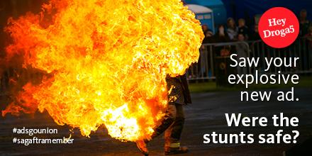Hey Droga5, saw your explosive new ad. Were the stunts safe? #adsgounion #sagaftramember