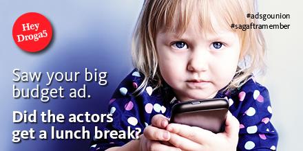 Hey Droga5, saw your big budget ad. Did the actors get a lunch break? #adsgounion #sagaftramember