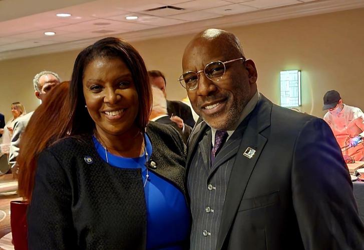 New York State Attorney General Letitia James and SAG-AFTRA New York Local President Ezra Knight.