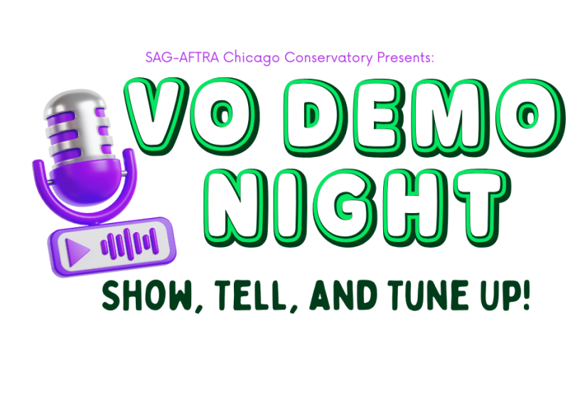 VO Demo Night VO Demo Night, promoted with a large purple microphone and bold text