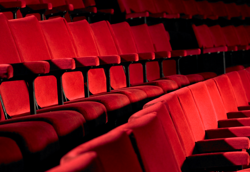 Theratre or cinema seats, red velvet color