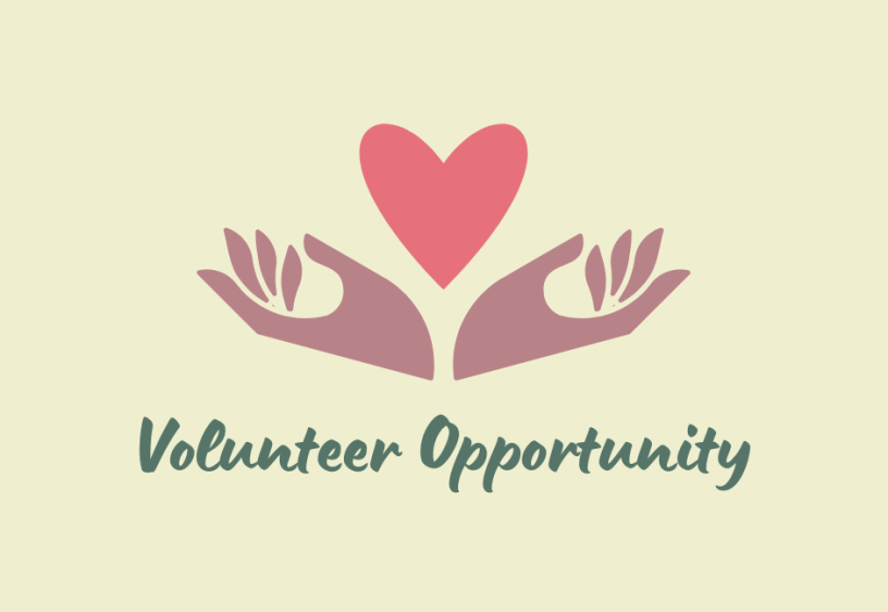 Hands holding a heart and the words volunteer opportunity.