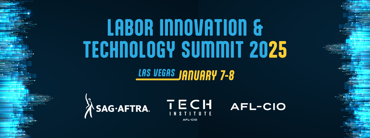 Light blue and gold text that reads "Labor Innovation & Technology Summit 2025 Las Vegas January 7-8"