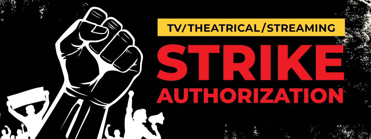 SAG-AFTRA Strike Authorization Vote 2023 black background web banner